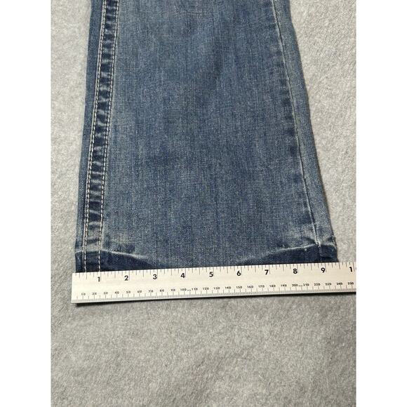 T.K. Axel Jeans Mens W32 L32 Wolcott Boot Cut Distressed Ripped Blue Denim - Picture 10 of 16